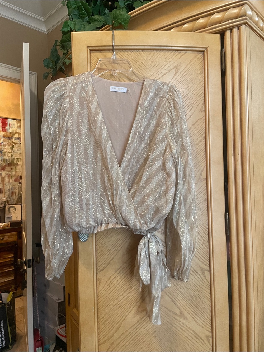 Ramy brook tan and gold blouse size small
